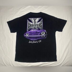 Vintage Y2K West Coast Choppers Chrome Purple Lowrider Black Tee Long Beach Rare